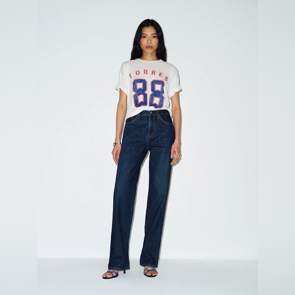 Reformation Val 90’s Dark Blue High-Rise Straight Jeans retails $178 inseam 32”